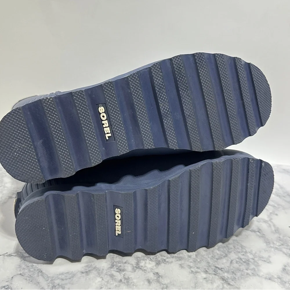 Sorel Women's Joan Rain Short matte blue mid calf water Boots size 10
